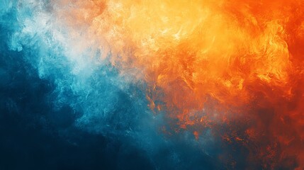 Wall Mural - Orange blue vibrant color gradient background, grainy texture effect, web banner design, Generative AI