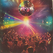 © Creative Valley - Vintage New Year Space Disco Scene with Rainbow Lights