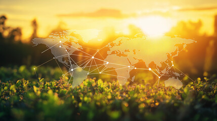 sunset and location on world map