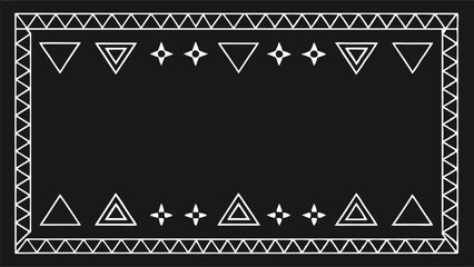 Leinwandbilder - Geometric vector design featuring a bordered pattern with various triangles and circles against a dark background