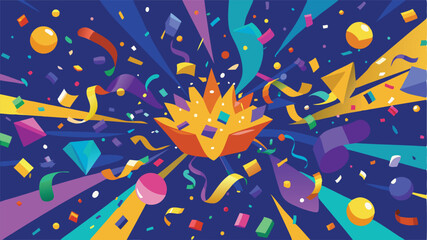 Fototapete - Colorful abstract vector illustration of dynamic shapes and confetti celebrating a festive occasion