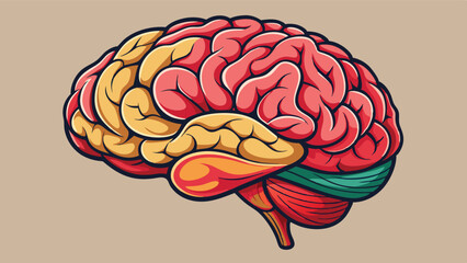 Poster - Colorful brain illustration with intricate details showcasing human anatomy and design elements in a creative and educational manner