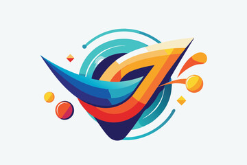 Leinwandbilder - Colorful abstract vector design featuring dynamic waves and circular elements, suitable for modern branding and graphic design projects