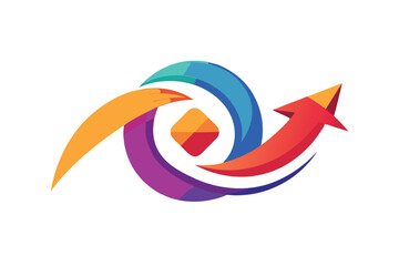 Leinwandbilder - Colorful abstract vector design featuring dynamic waves and circular elements, suitable for modern branding and graphic design projects