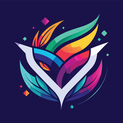 Aufkleber - Colorful geometric vector design featuring an abstract shape with vibrant colors and circular elements