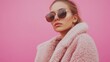 © AlfaSmart - Stylish Woman in Pink Fur Coat and Sunglasses