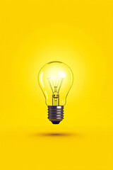 Wall Mural - A creative business idea sparks with a bright lightbulb concept against a cheerful yellow background illustration style._00001_