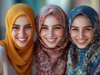 © KarpenArt Studio - Portrait of Three Women Wearing Headscarves in an Urban Setting.