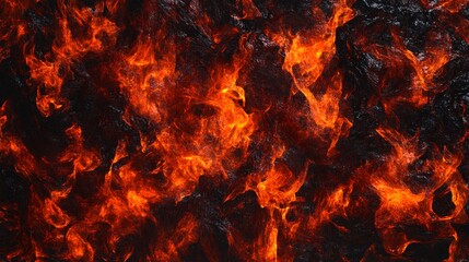 Wall Mural - vivid flames dance against a dark backdrop, creating an intense and dramatic visual effect.