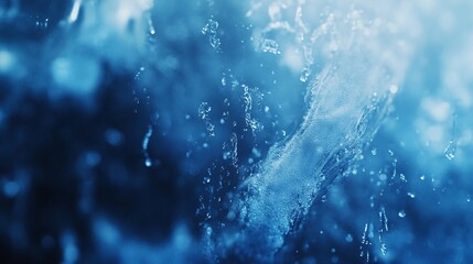 Wall Mural - Close-up of vibrant blue water droplets creating a dynamic underwater scene.