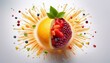 © intricateflow - A burst of flavor surrounding the fruit; colorful explosion of flavor from a fruit; food photography; graphic resources; graphic elements; healthy fruits; explosion of colorful flavors from the fruit