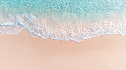 abstract sand beach from above with light blue water wave. summer vacation background banner with co