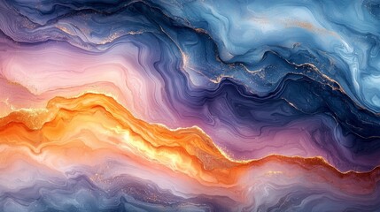 Wall Mural - marble texture in blue and purple with golden details, ideal for backgrounds and wallpapers
