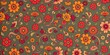 © Phennapha - Retro floral wallpaper with swirling patterns and vibrant colors, retro, print, pattern