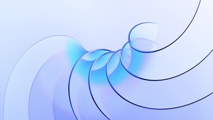 Wall Mural - abstract background design, movement of curved glass shapes, 4k seamless looping animation, 3d rende