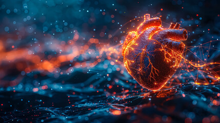 Wall Mural - heart is shown with flames coming out of it. the heart is surrounded by smoke and fire, giving the i