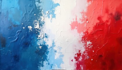Aufkleber - Abstract art piece uses red blue, white colors. Oil paint texture on canvas creates dynamic visual effect. Vibrant colors mixed in unique pattern. Contemporary art piece with grunge style. Modern