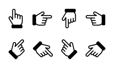 Wall Mural - Pointing hand direction icon set