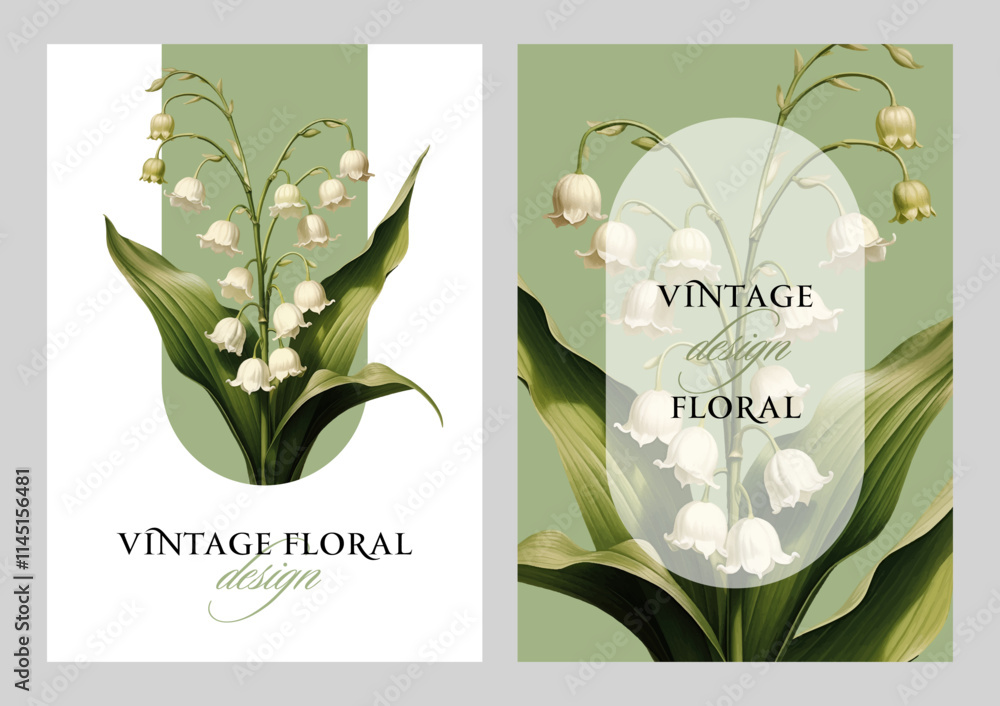 Vintage vector illustration with lily of the valley flower on a ...