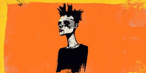 Wall Mural - stylized portrait featuring a creative abstract background that captures the essence of art