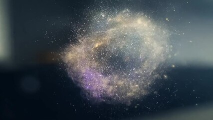 Wall Mural - Luminous particle swirling, creating ethereal ring pattern within cosmic nebula space environment
