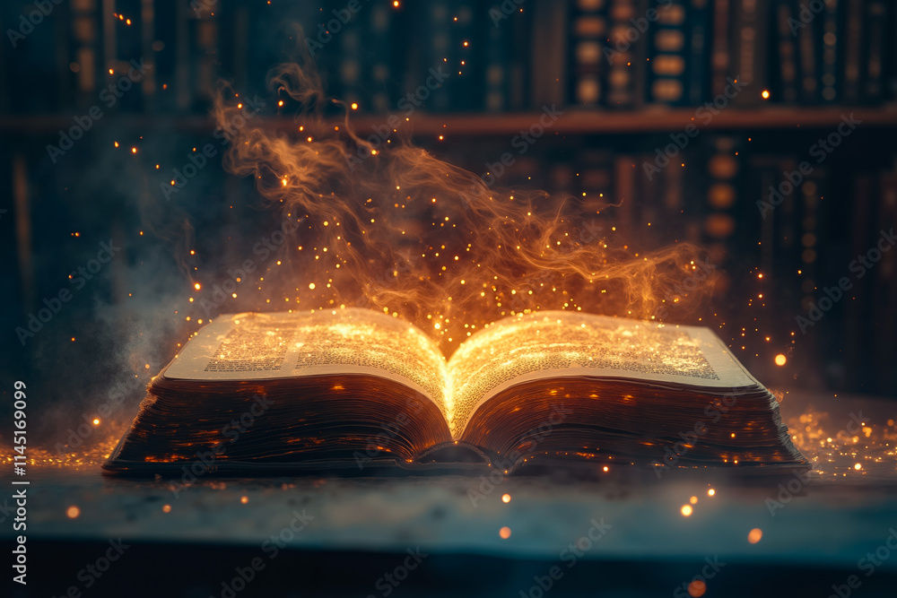 An open book with fire coming out of it Stock Illustration | Adobe Stock