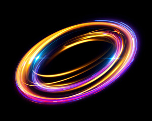 Wall Mural - Glow swirl light effect. Circular lens flare. Abstract rotational lines. Power energy element. Luminous sci-fi. Shining neon lights. Magic arena. Swirl trail effect. Glint scene. Dynamic ellipse.