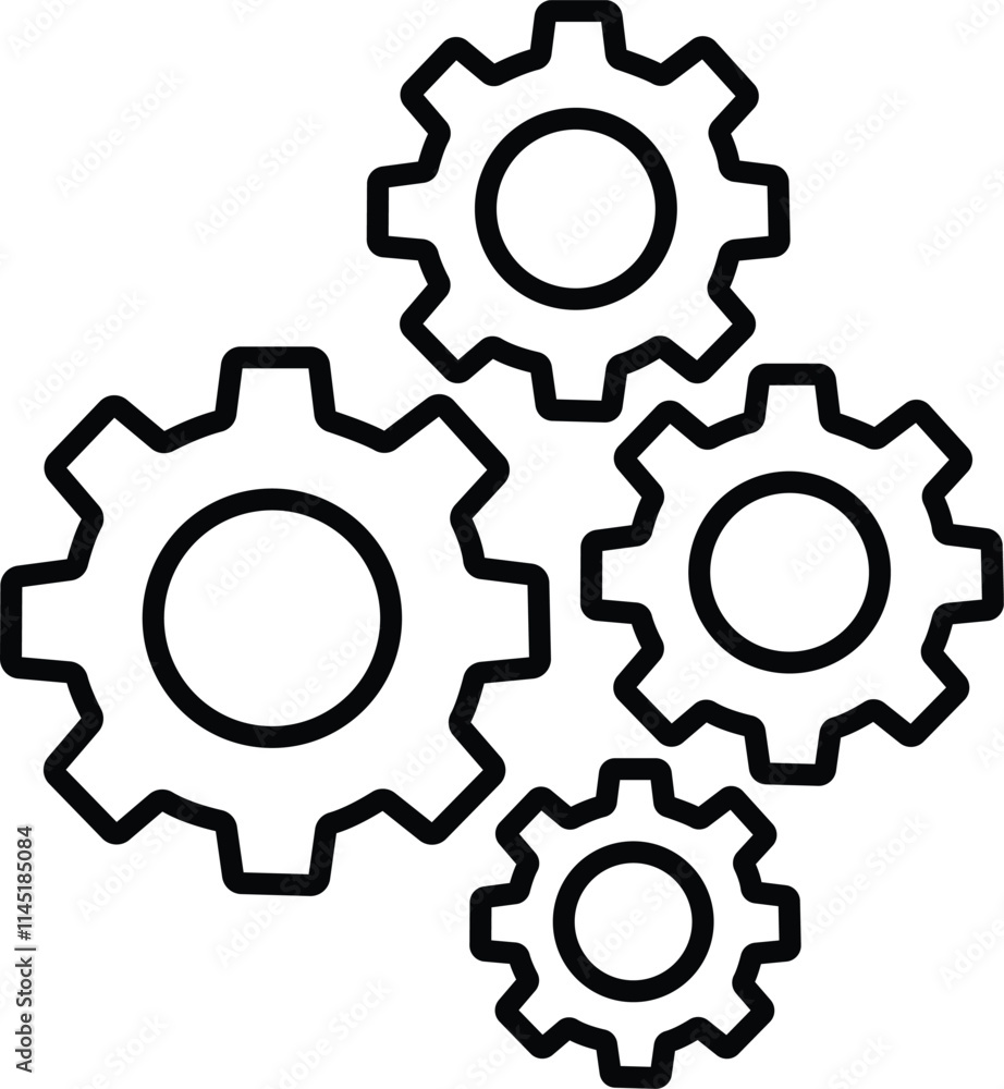 Settings gear outline icon design for modern apps and responsive ...