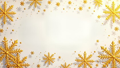 Wall Mural - golden snowflakes float on transparent background. shiny gold snowflakes scattered creating festive,