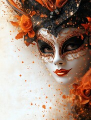 Wall Mural - Carnival Venice preparations, mask and carnival attributes background, Poster design, realistic, HD, copy space