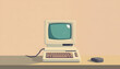 © Go - Vintage personal computer on a desktop, pixel art, with white tones