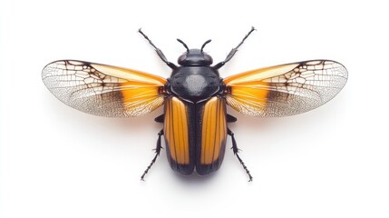 Poster - A close-up view of a vibrant, orange and black insect with detailed wings.