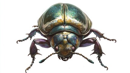 Poster - A detailed illustration of a colorful beetle showcasing its intricate features.