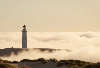 Wall Mural - lighthouse in the fog