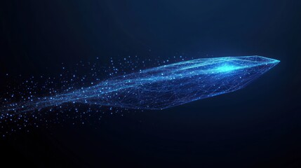 Poster - A digital representation of a sleek, futuristic object resembling a spacecraft or projectile.