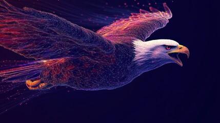 Poster - A digitally rendered eagle in flight, showcasing vibrant colors and a dynamic design.