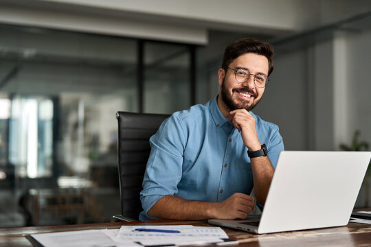 portrait of happy professional business man company employee, young smiling male businessman entrepr