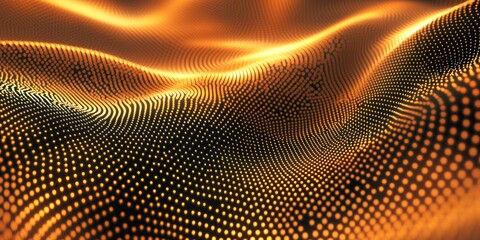 Abstract golden gradient wave background with dotted textures