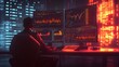 © ArtStage - Trader focused on dual monitors AI generated illustration