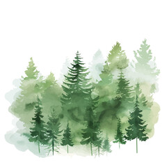 Wall Mural - a watercolor illustration of soft spring mist in the forest, isolated on a white background. soft sp