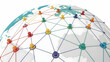 © Netaya - Business network nodes of different colors forming a globe with copy space concept as A soft abstract image shows business network nodes in various colors connecting to form a globe symbolizing global