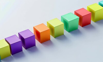 Wall Mural - spectrum of cubes: a vibrant display of colorful cubes arranged in a gradient, showcasing a spectrum