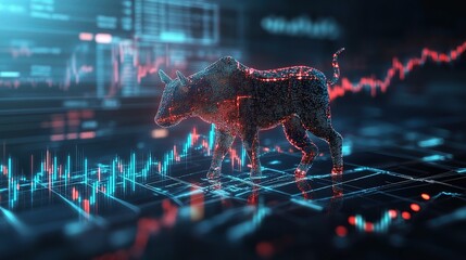 Canvas Print - Bull Market Visualization for Stock Trading and Investment Analysis