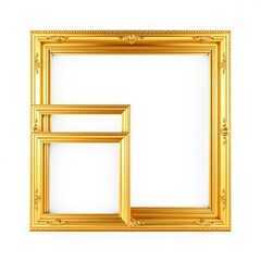 Three isolated golden picture frames with no background frame isolated frame border design background isolated