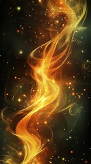Wall Mural - golden energy streams flowing through dark space