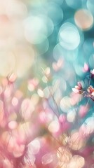 Wall Mural - Delicate Pink Flowers in Soft Bokeh Light