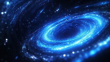Wall Mural - Abstract Blue Swirling Galaxy of Light Particles