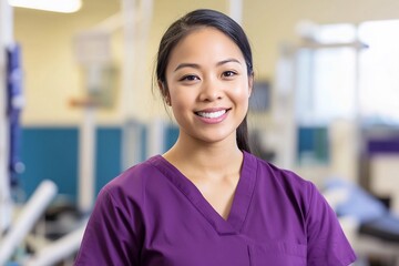 Confident Mixed Race Occupational Therapist Smiling at Rehabilitation Center