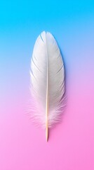 Wall Mural - minimalist pastel gradient smartphone wallpaper with floating feather design