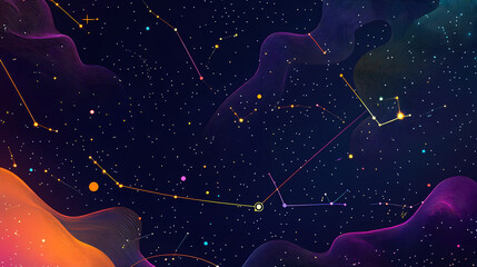 Wall Mural - fantastic multicolored outer space with stars, constellations, galaxies, planets and nebulae. genera